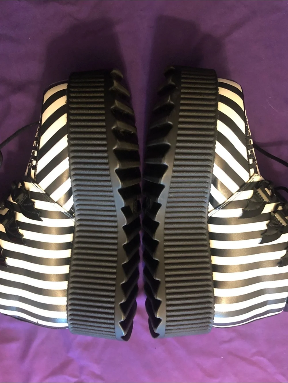 Stranger Cvlt Super Kreep Hi Black+White Striped Creeper Women’s 9 EUC